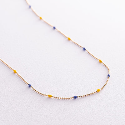 Gold Necklace "Ukrainian" (blue and yellow enamel)