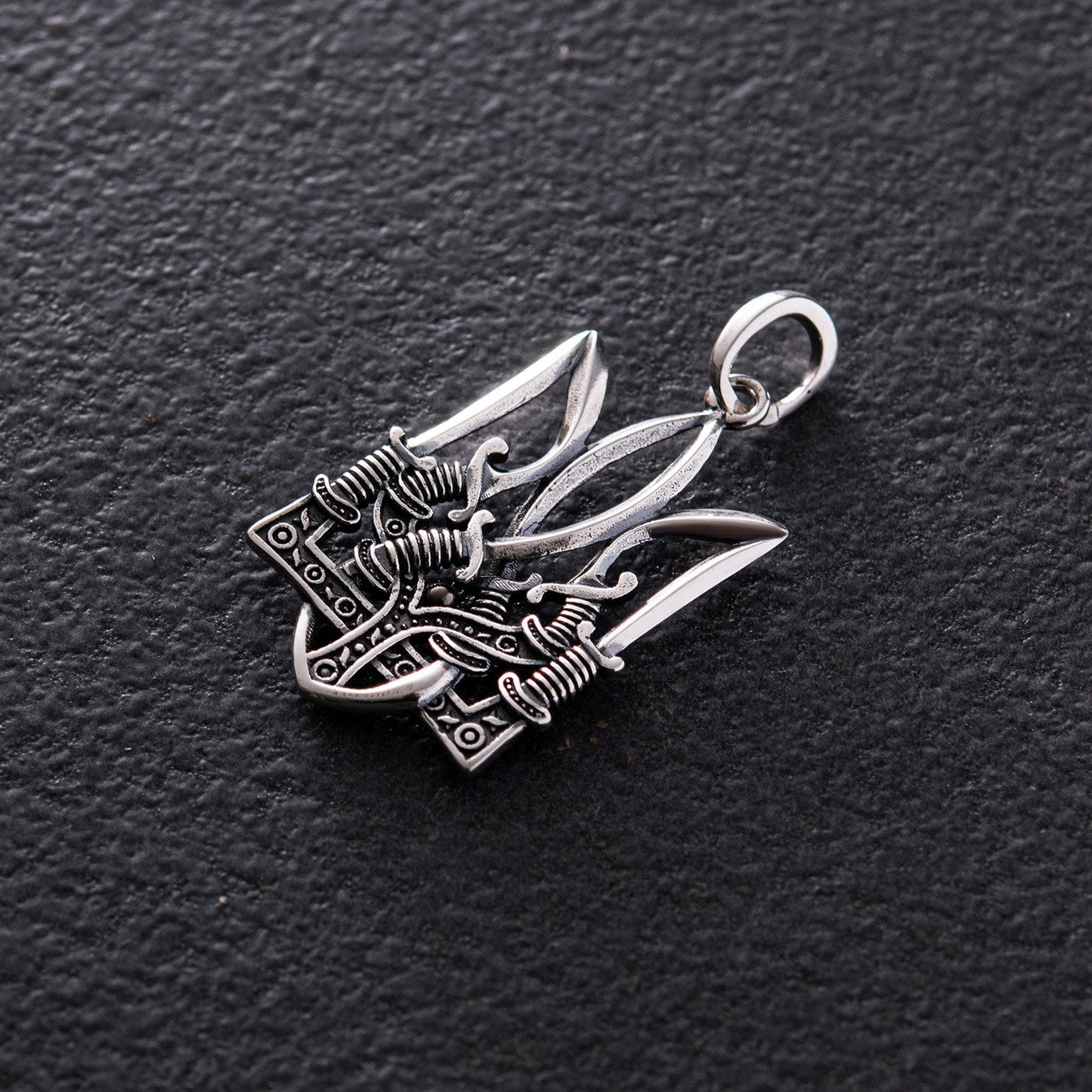 Silver Pendant "Trident with sabers"