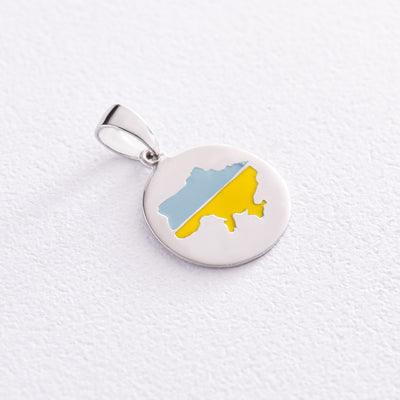 Silver pendant "Map of Ukraine" with enamel