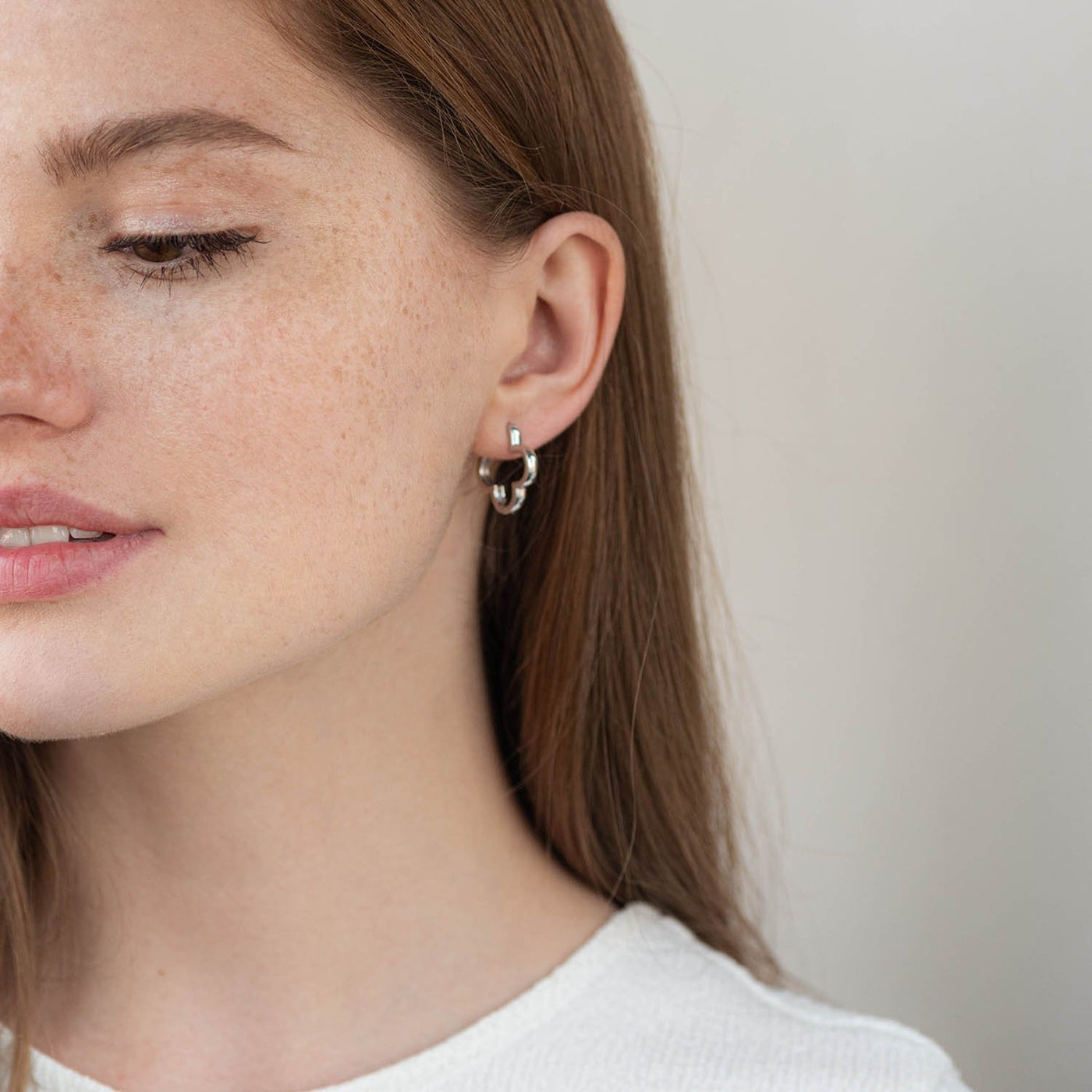 White Gold Clover Earrings