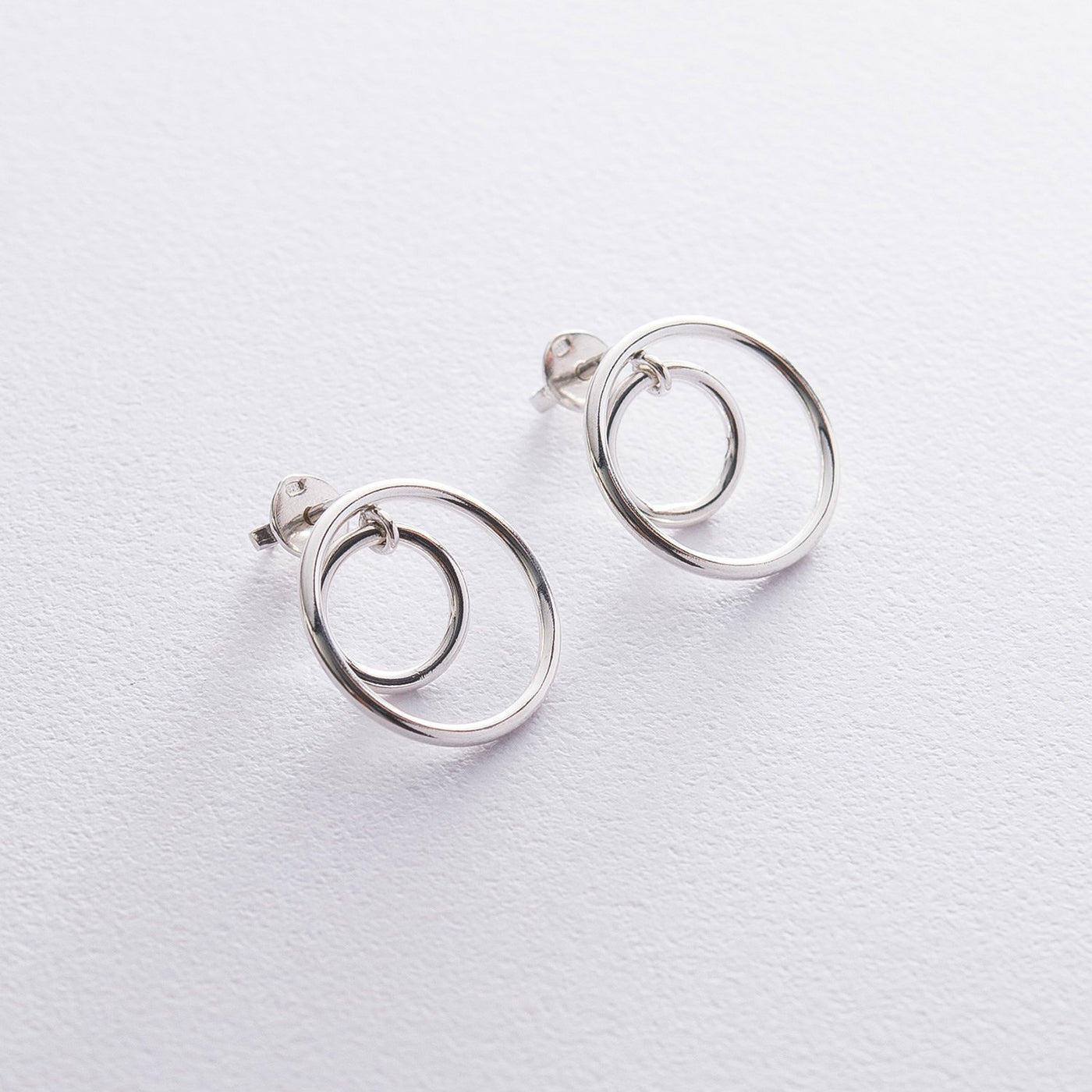 Silver stud hoop earrings