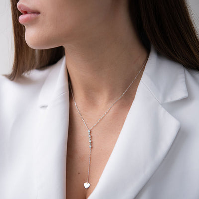 White gold necklace with cubic zirconia