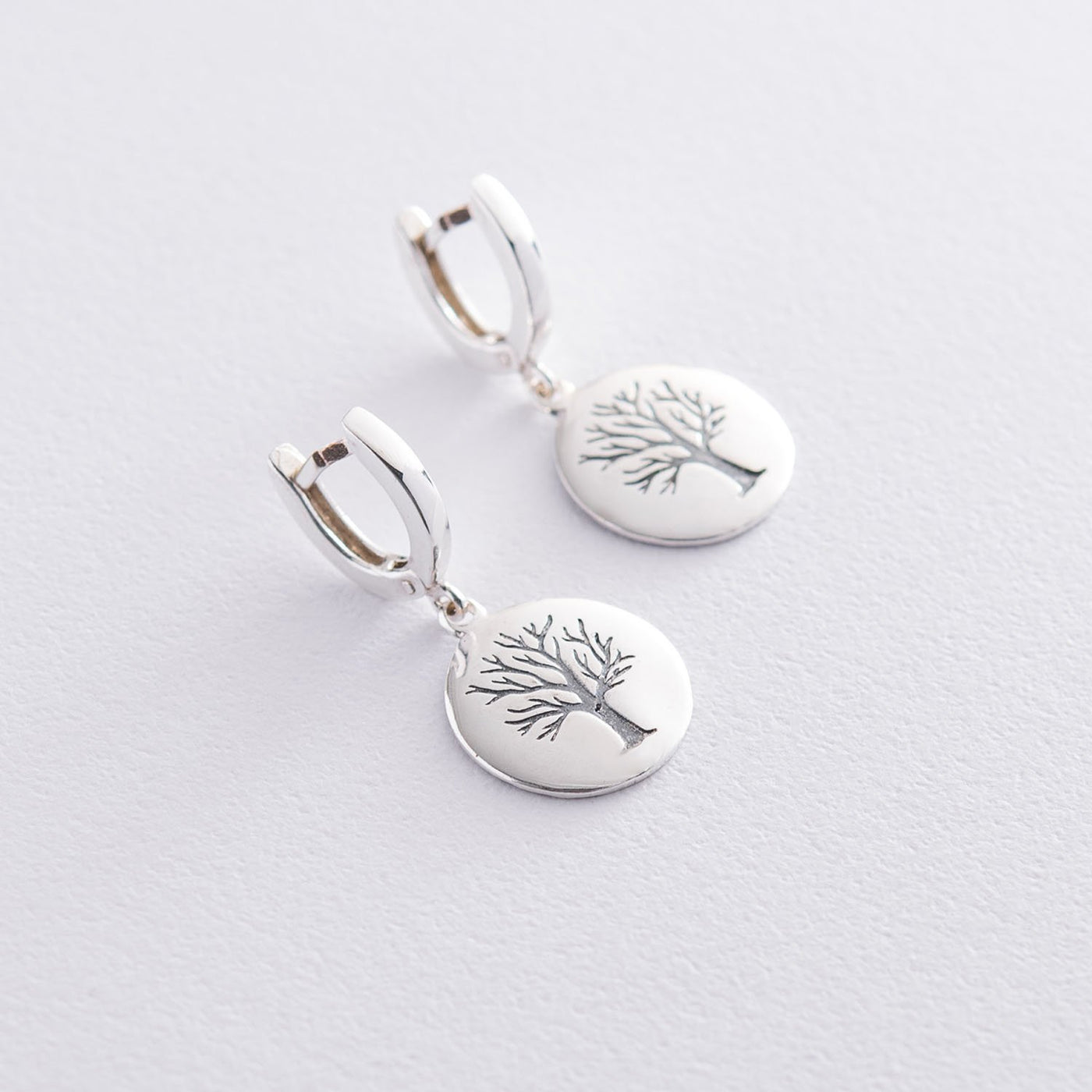 Silver tree earrings