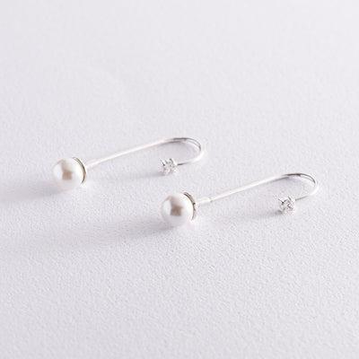 Women Silver Earrings (cubic zirconia, imitation pearls)