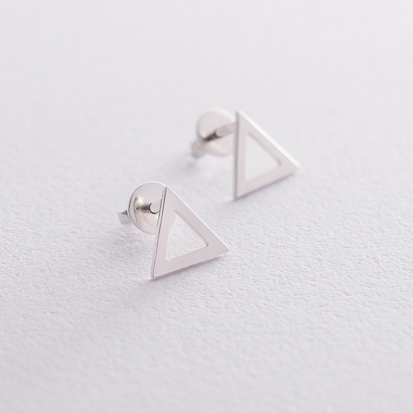 Silver Stud Earrings Triangle