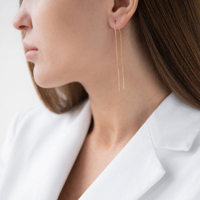 Yellow Gold Chain Earrings