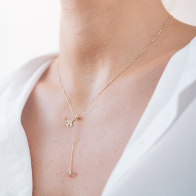 Yellow Gold Swallow Necklace (cubic zirconia)