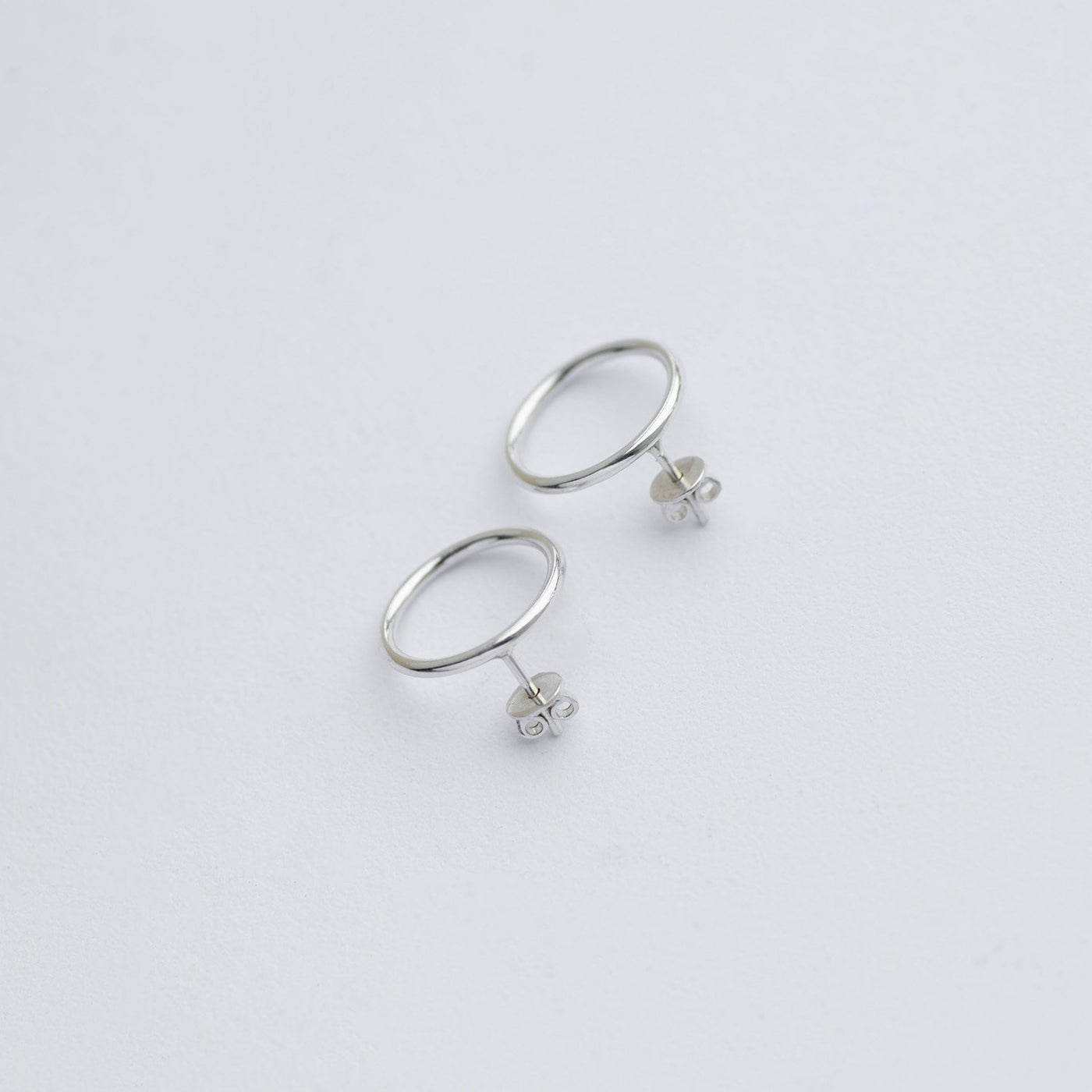 Silver stud earrings Big circle 1.9 cm