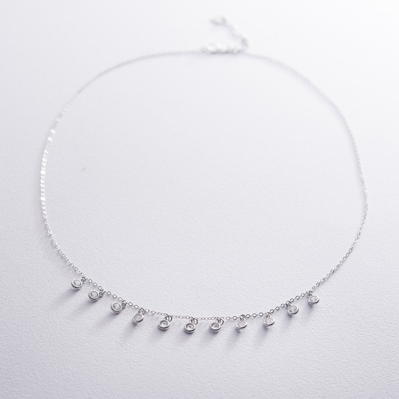 Silver necklace with cubic zirconia