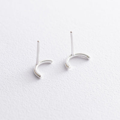 Silver arc stud earrings