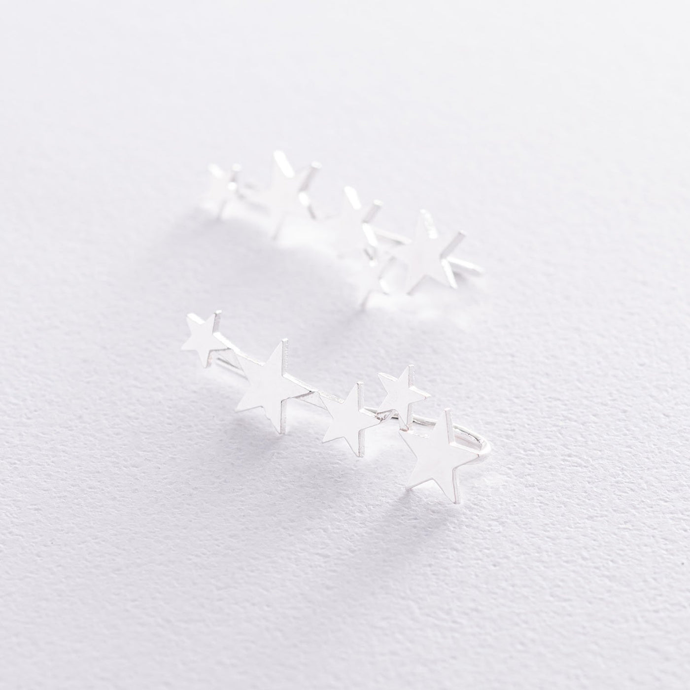 Silver Star Climber Earrings