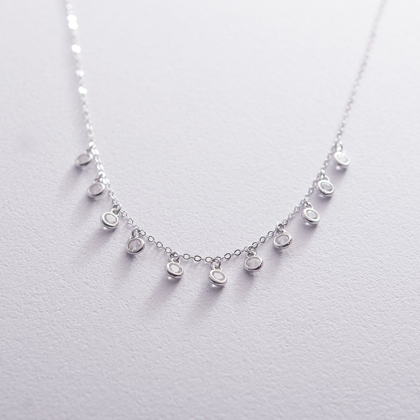 Silver necklace with cubic zirconia