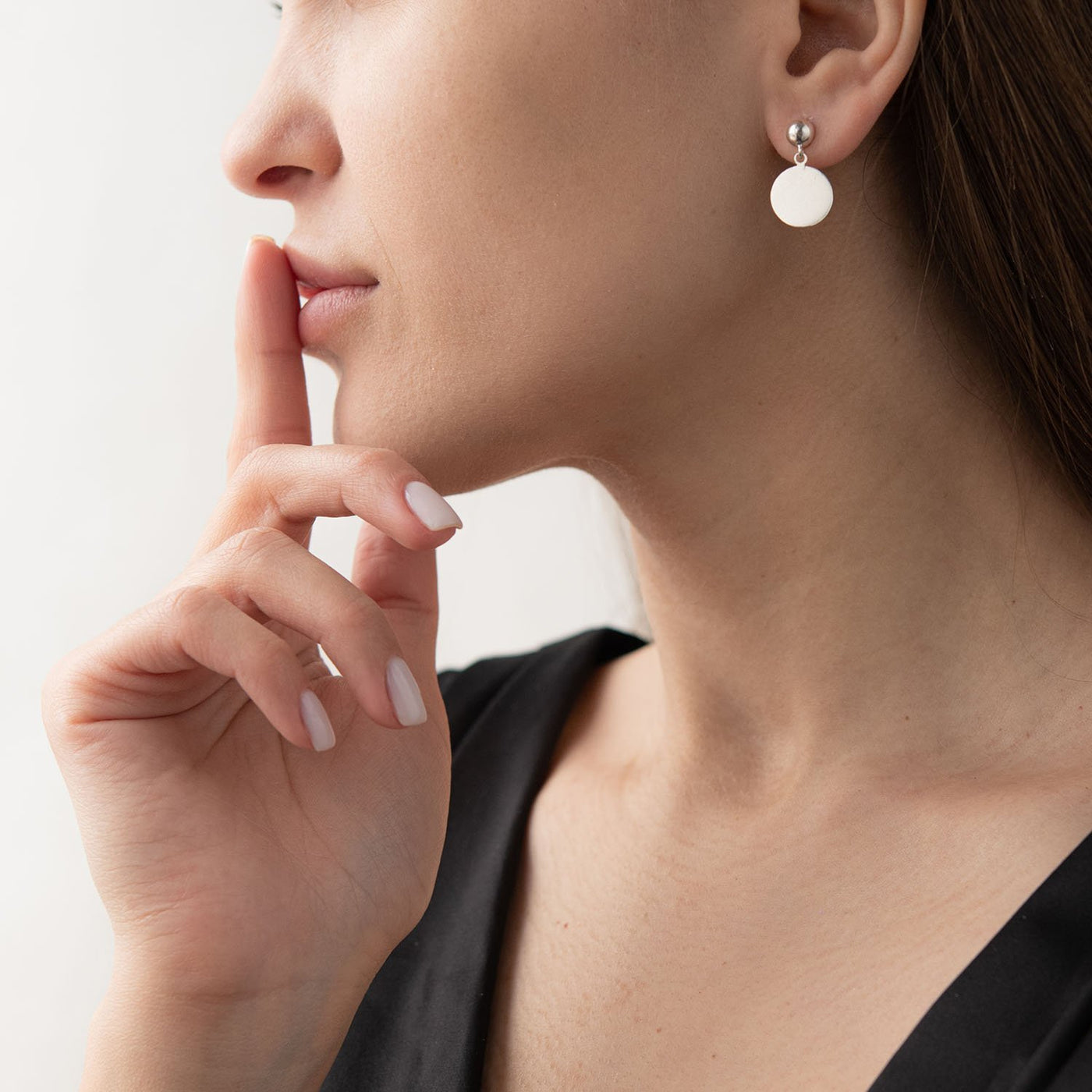 Silver coin stud earrings