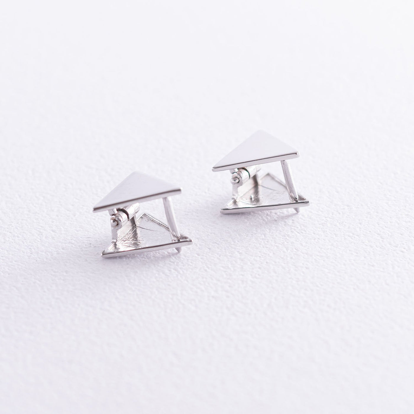 White Gold Triangle Stud Earrings