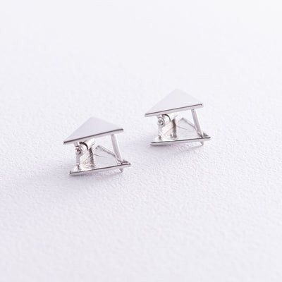 White Gold Triangle Stud Earrings