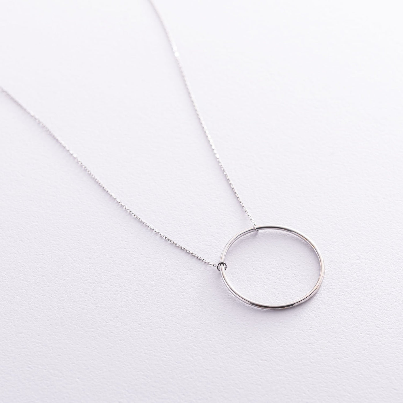 White Gold Big Circle Necklace