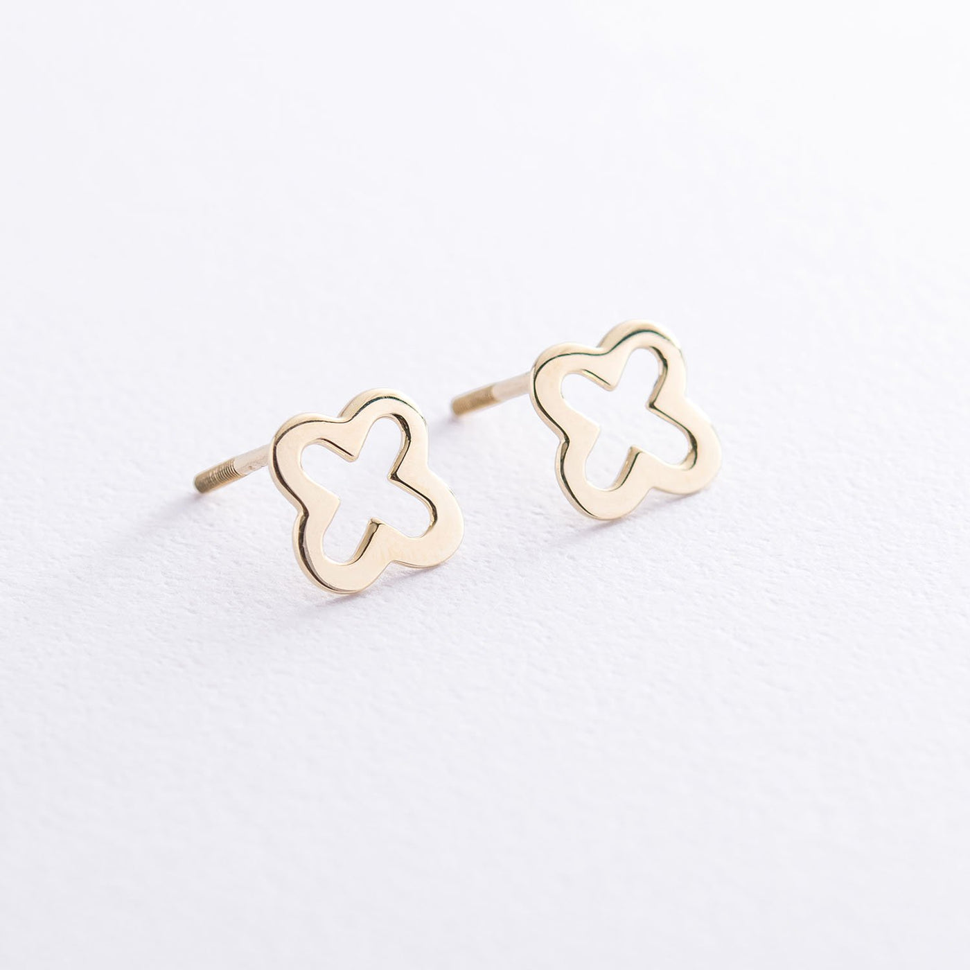 Yellow Gold Clover Stud Earrings