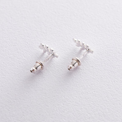 Silver leaves stud earrings