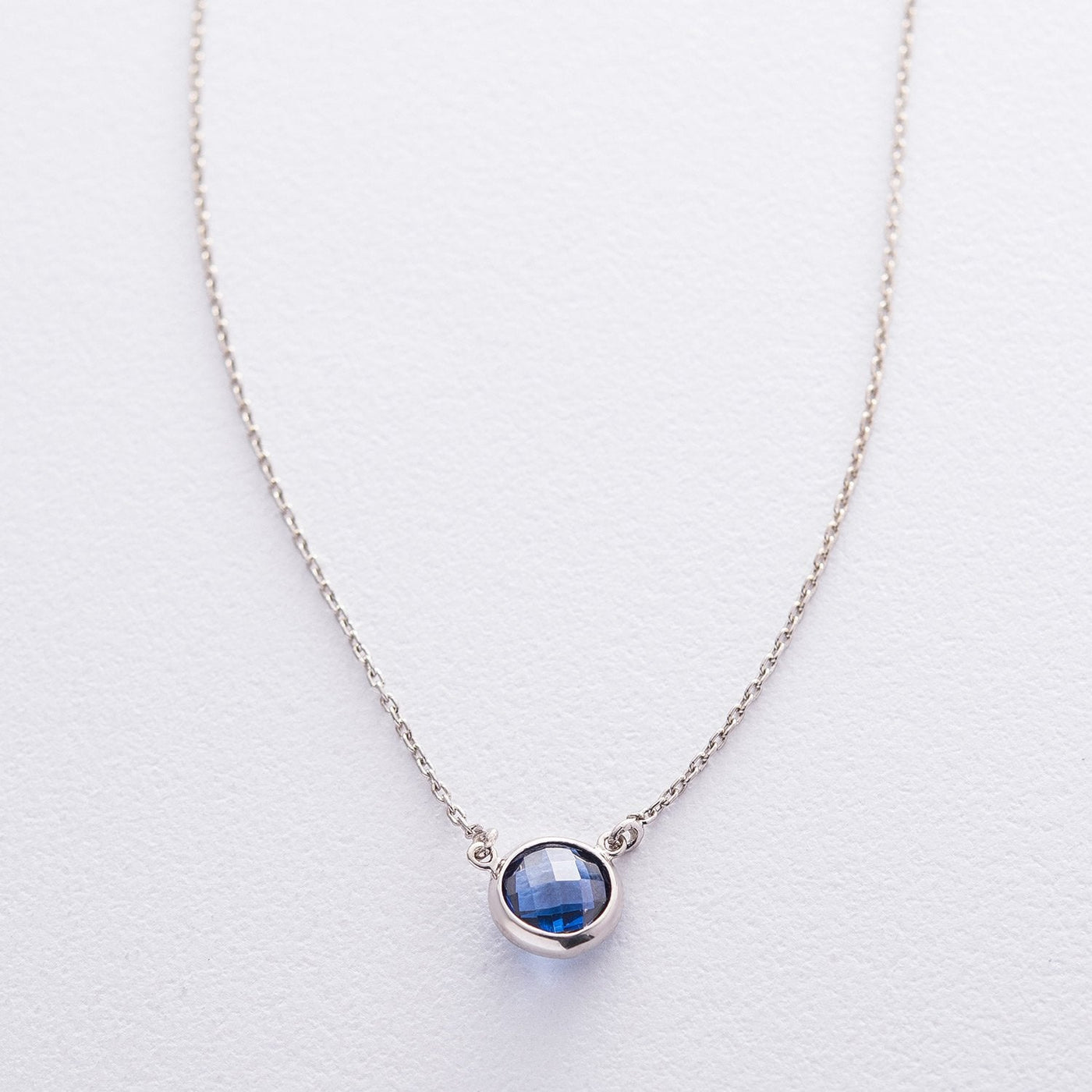 Silver Necklace with Synthetic Sapphire