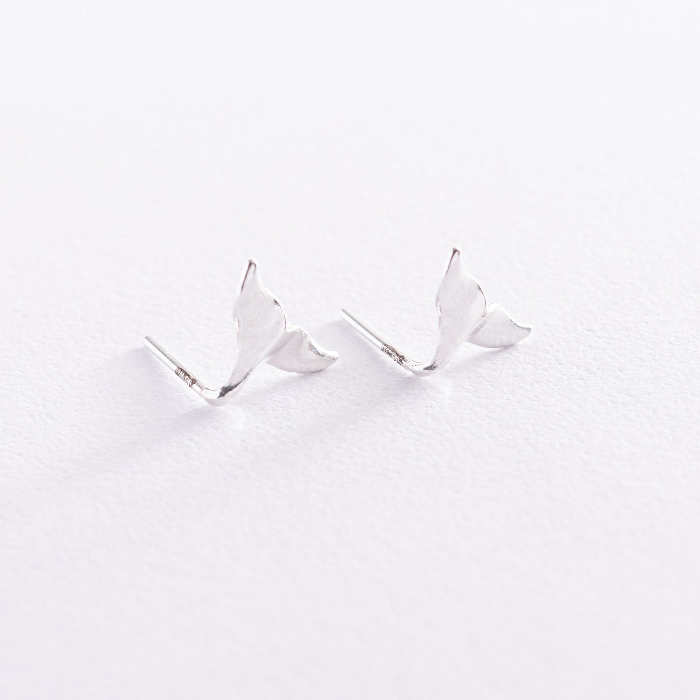 Silver Stud Earrings Whale Tail