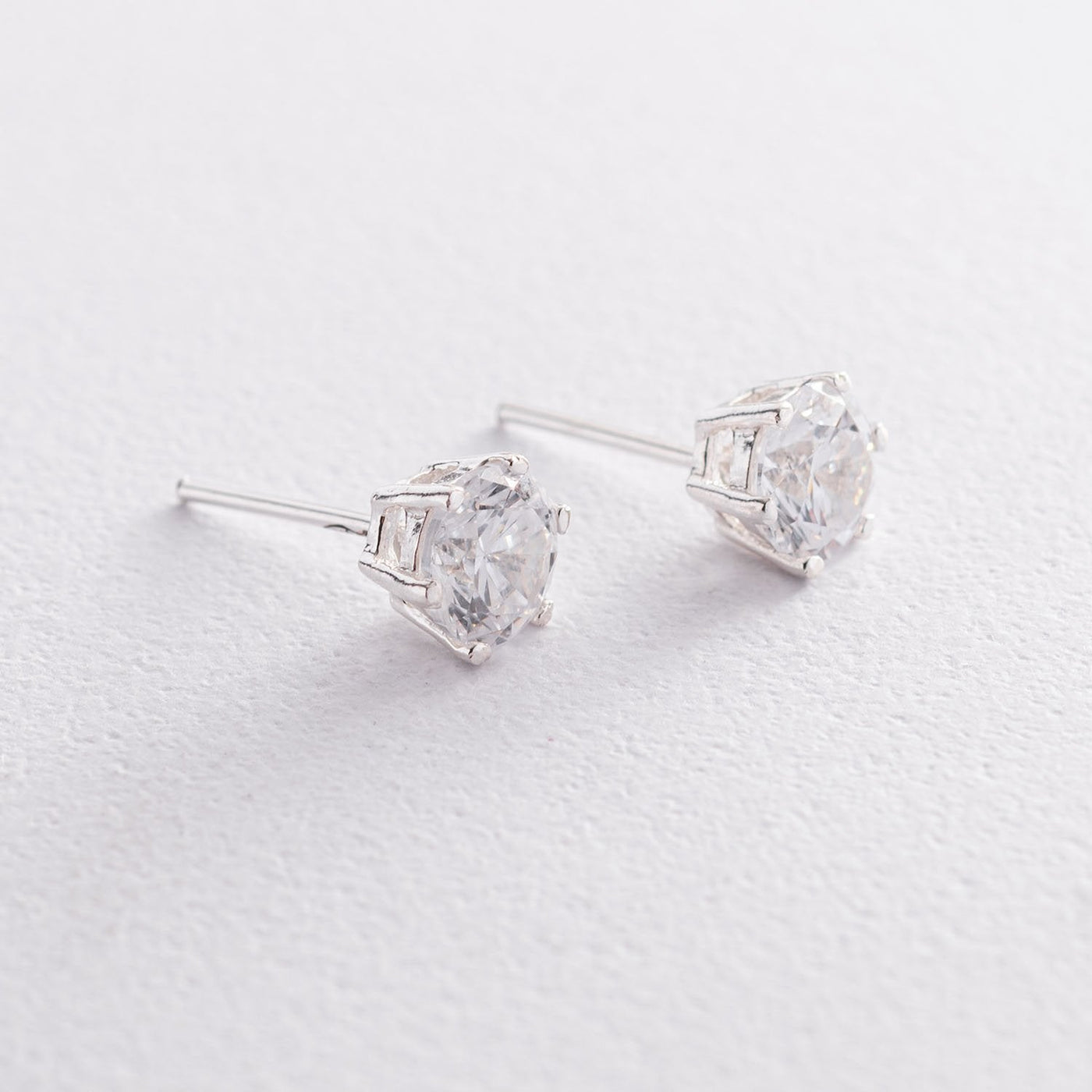 Silver Stud Earrings with Cubic Zirconia