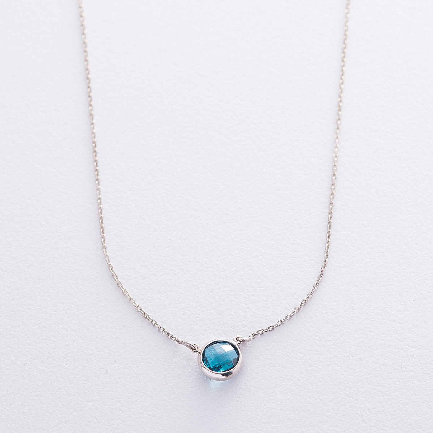 Silver Necklace with Synthetic London Blue Topaz