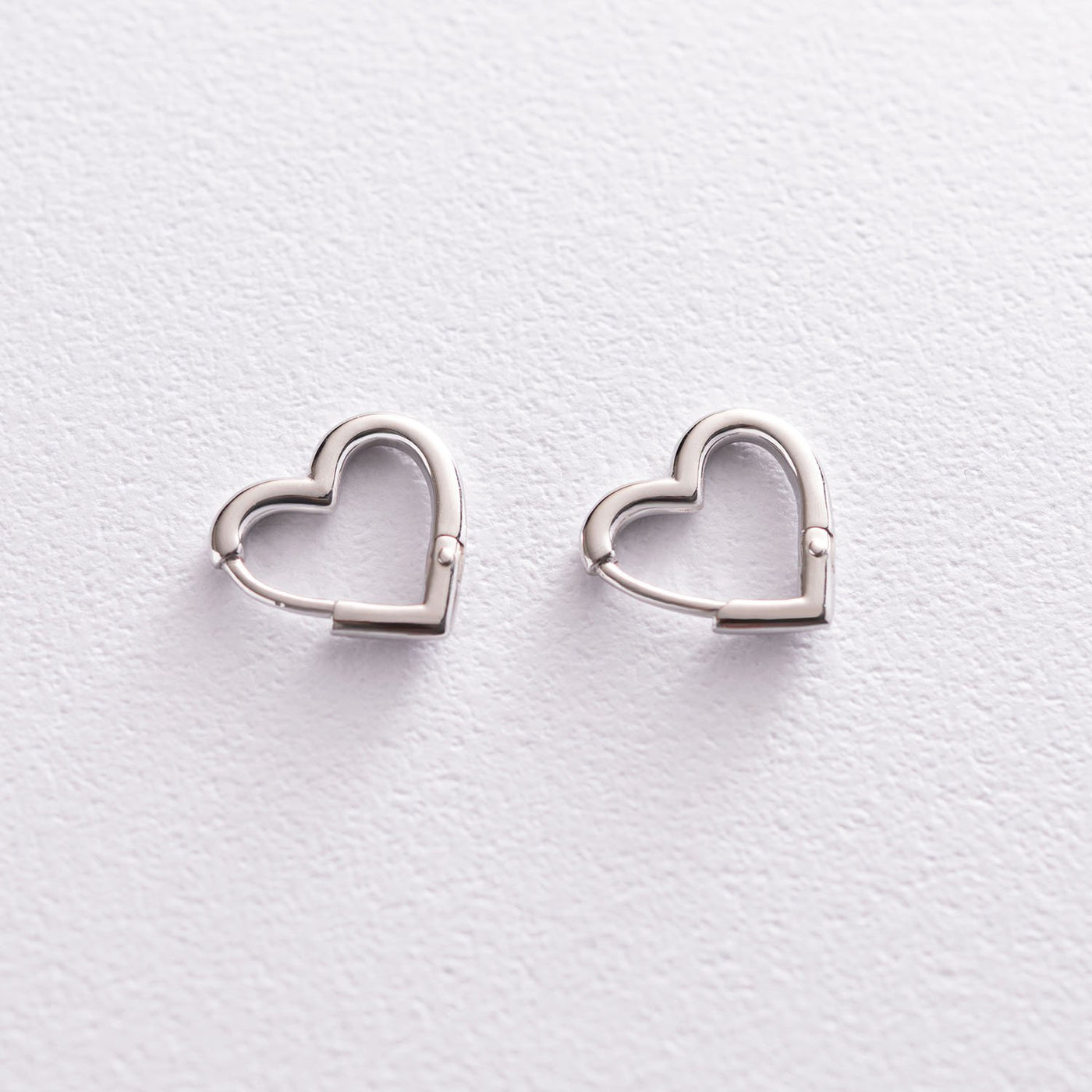 White Gold Heart Earrings