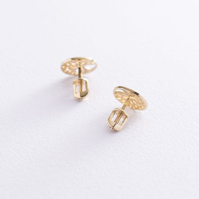 Yellow gold stud earrings Tree of Life