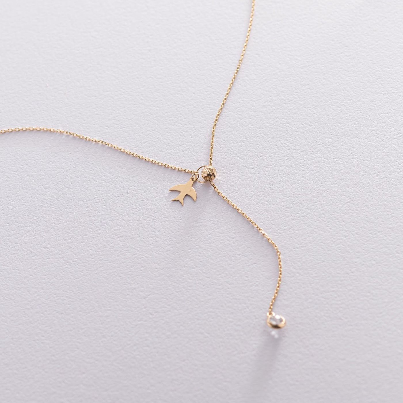 Yellow Gold Swallow Necklace (cubic zirconia)