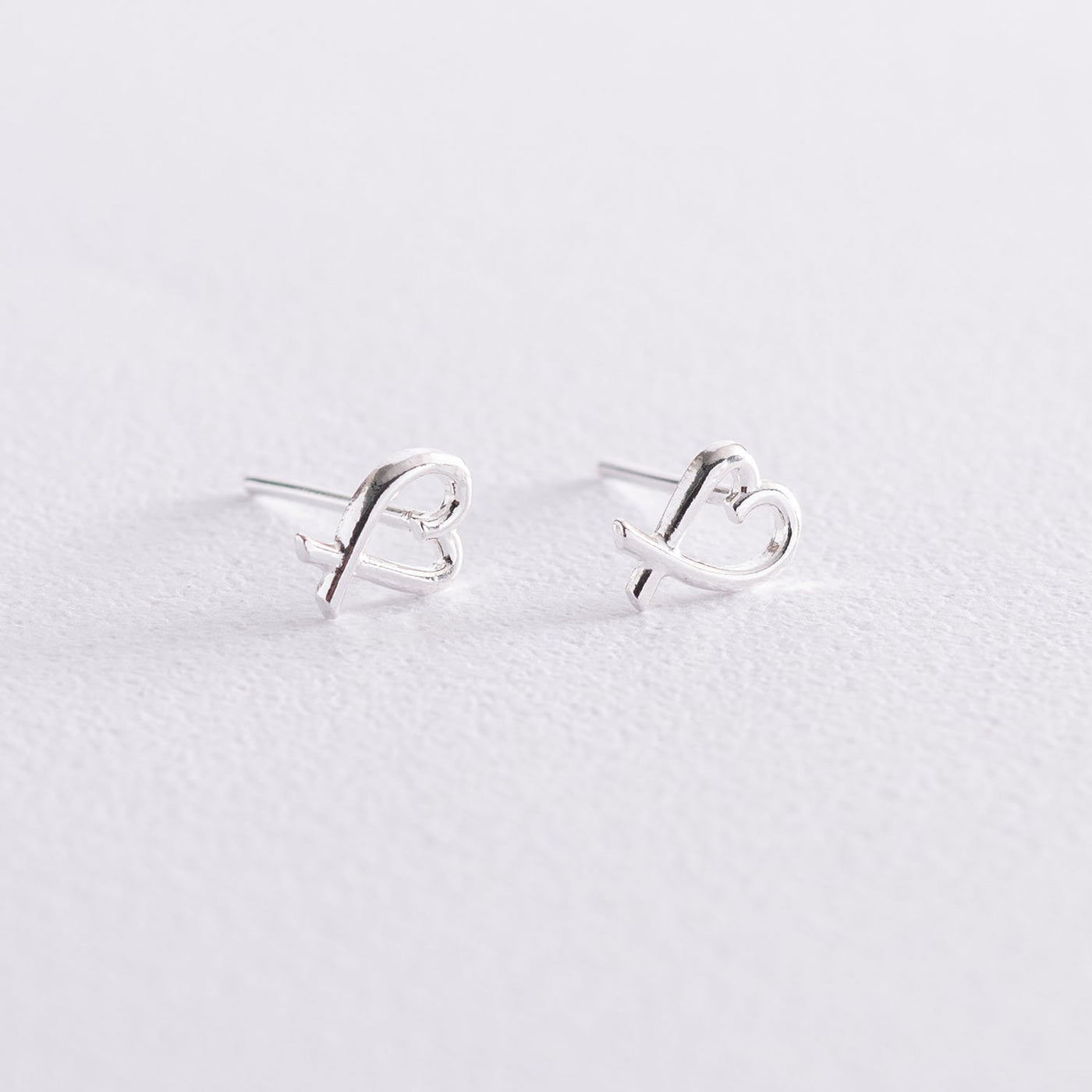 Silver Heart Stud Earrings