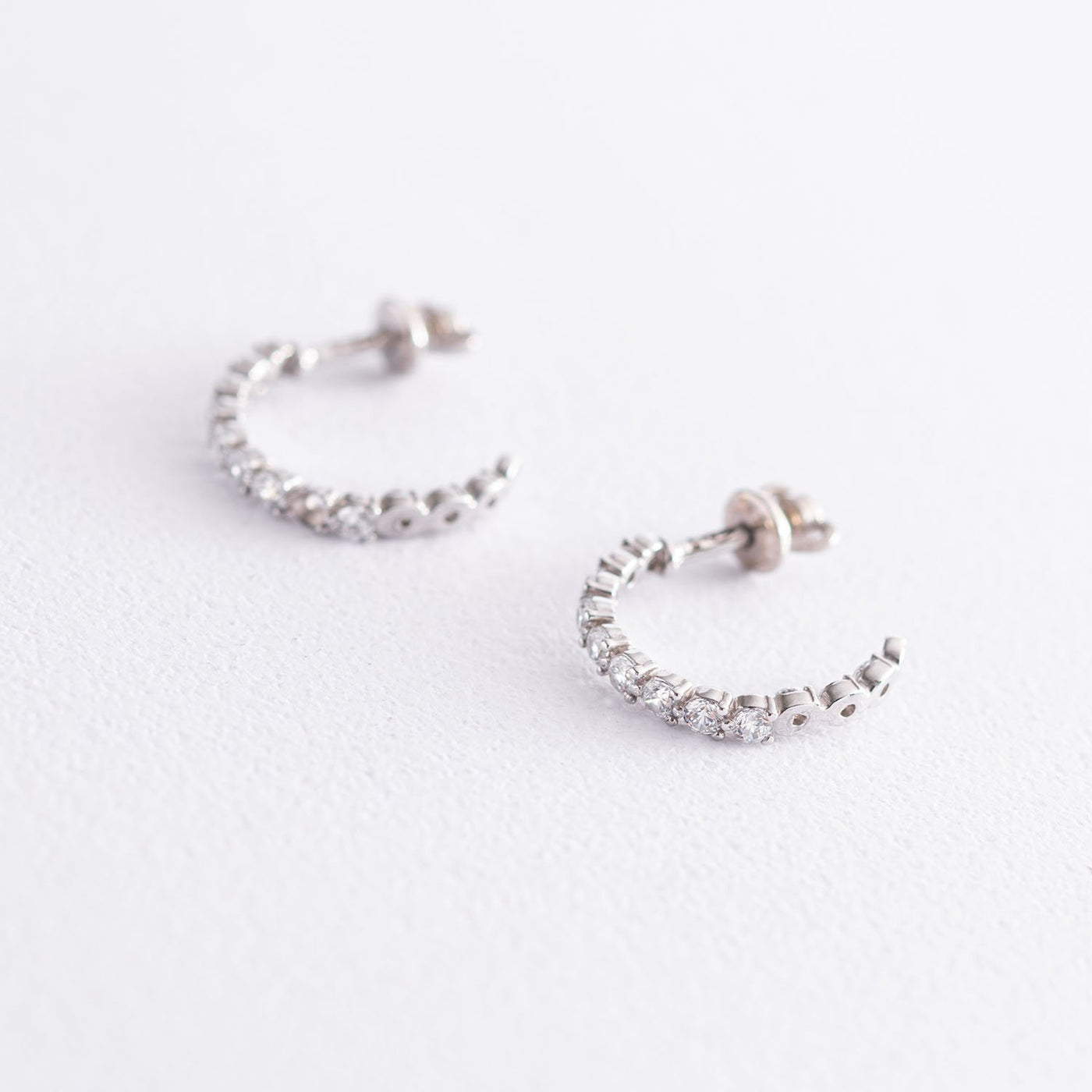 Silver stud earrings with cubic zirconia