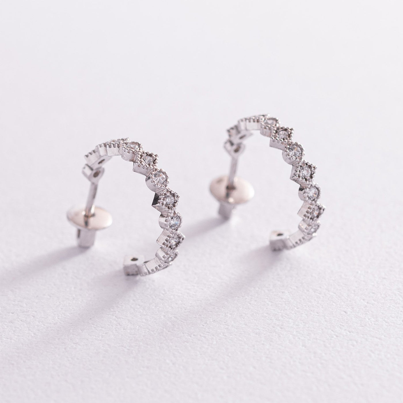 Silver stud earrings with cubic zirconia