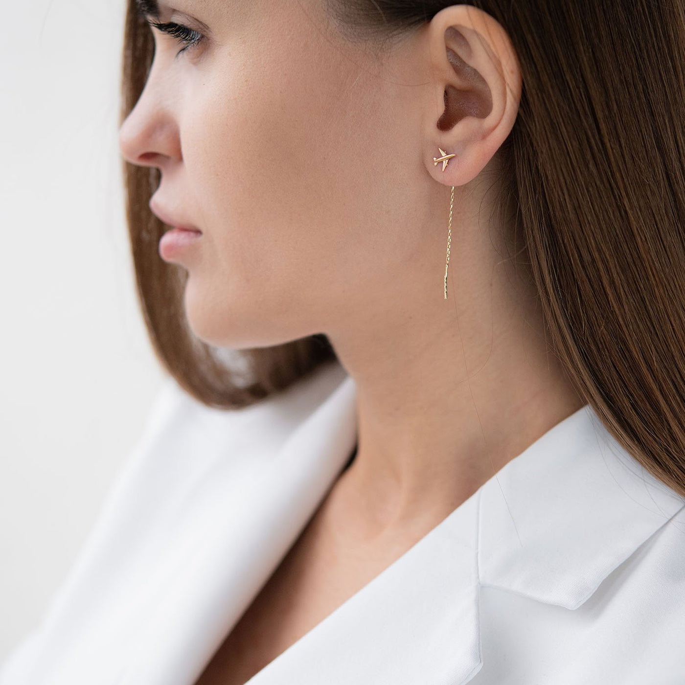 Chain airplane earrings