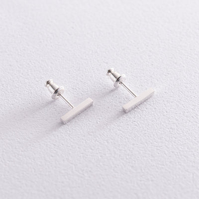 Silver square stud earrings