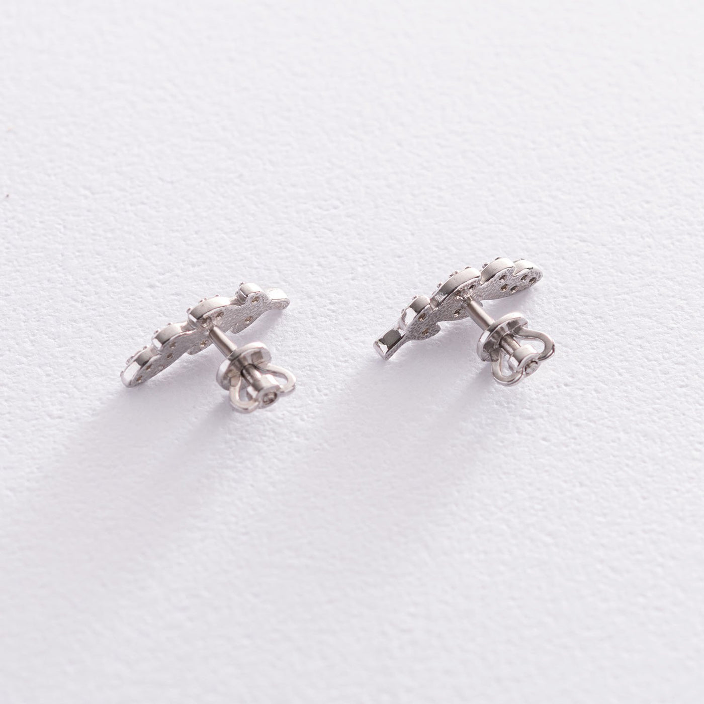 Silver Feathers Stud Earrings