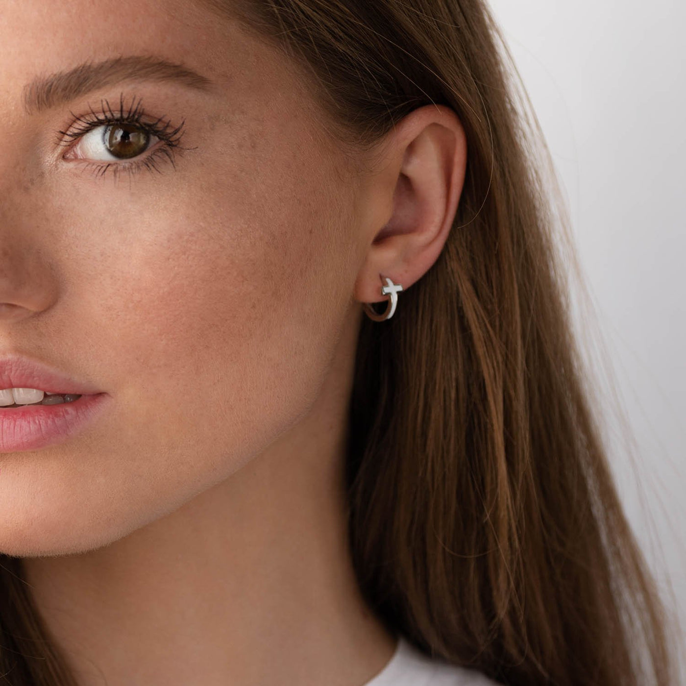 Silver cross earrings with enamel