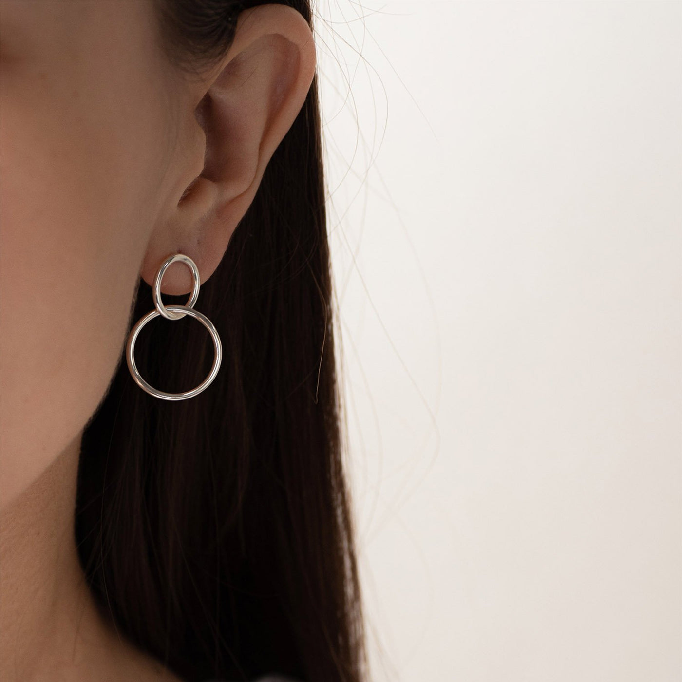 Silver stud hoop earrings