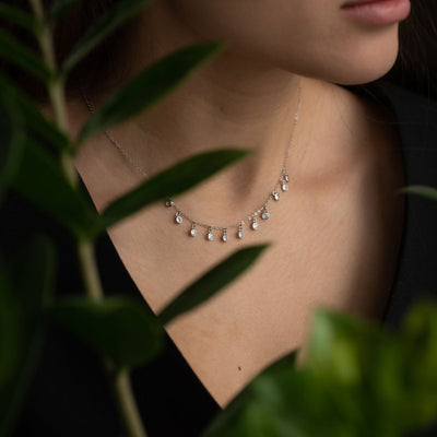 Silver necklace with cubic zirconia