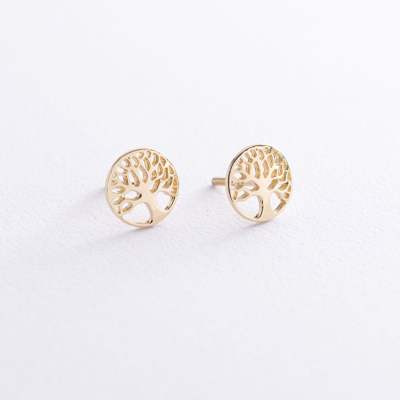 Yellow gold stud earrings Tree of Life