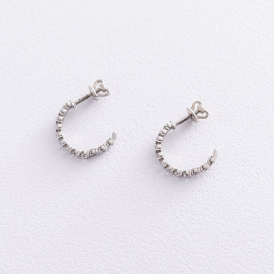 Silver stud earrings with cubic zirconia