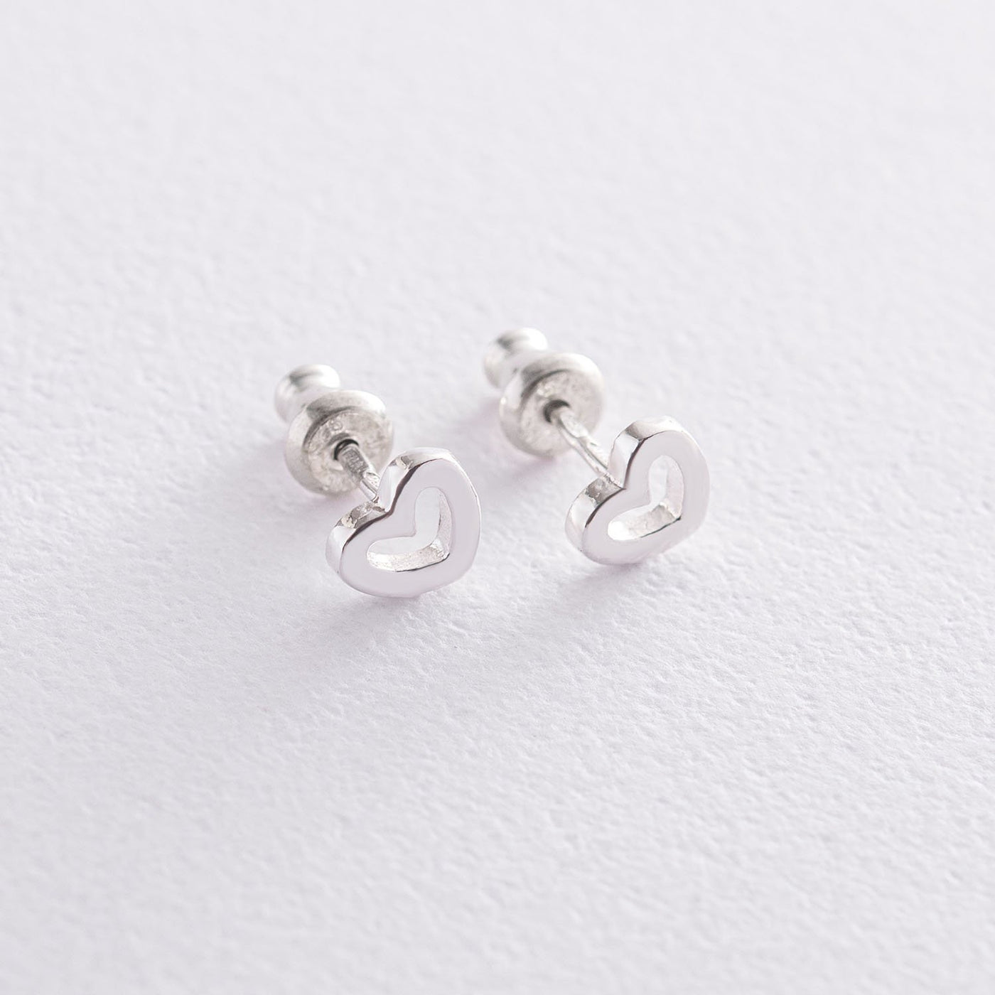 Silver heart stud earrings