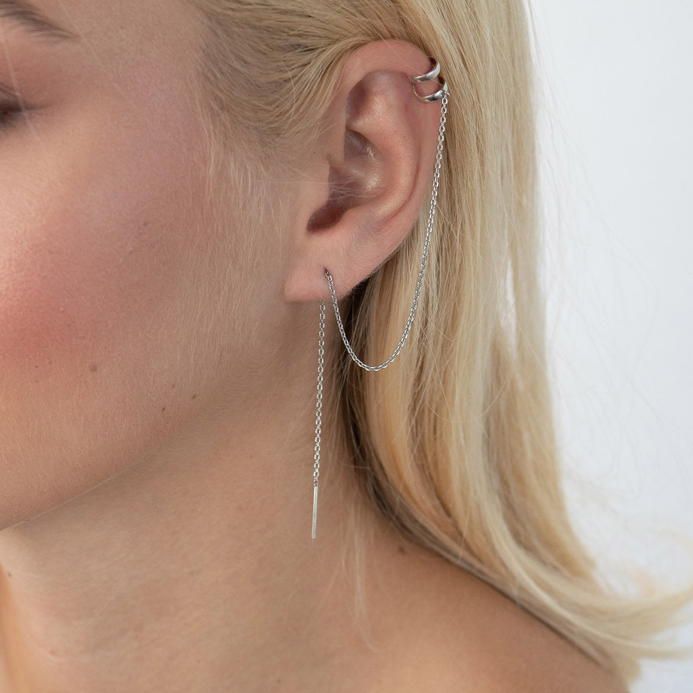 Silver ear cuff earring