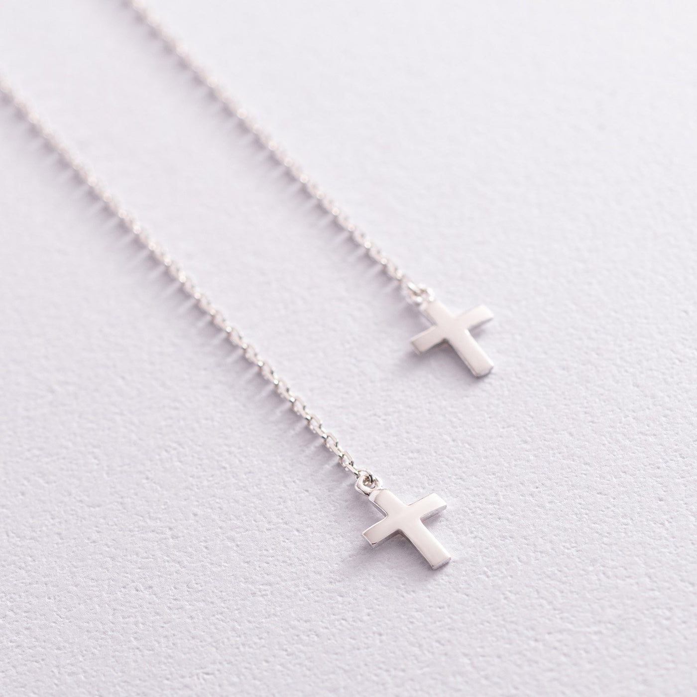 Silver cross chain earrings