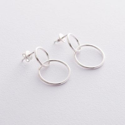 Silver stud hoop earrings