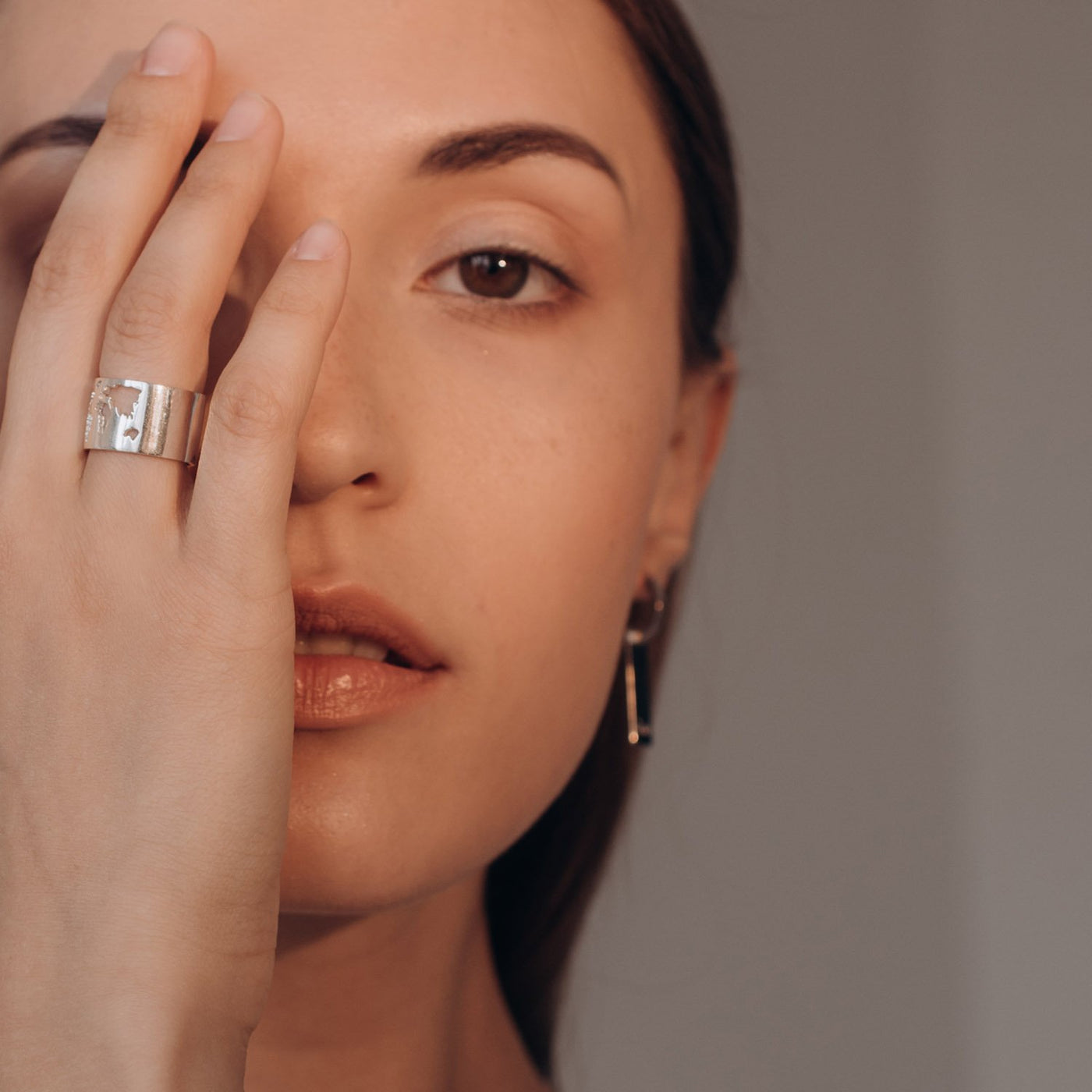 Silver World Map Ring