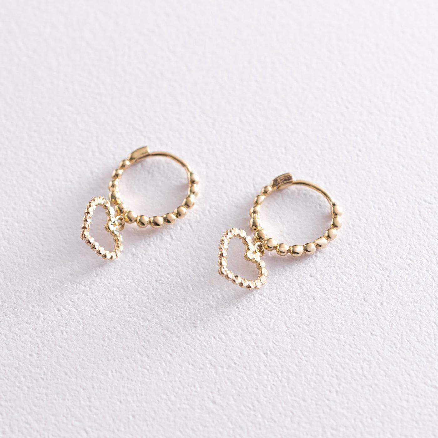 Yellow Gold Heart Earrings