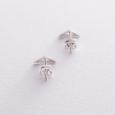 Silver Stud Earrings Triangle