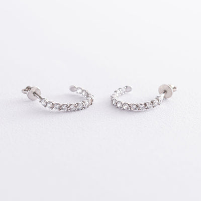 Silver stud earrings with cubic zirconia