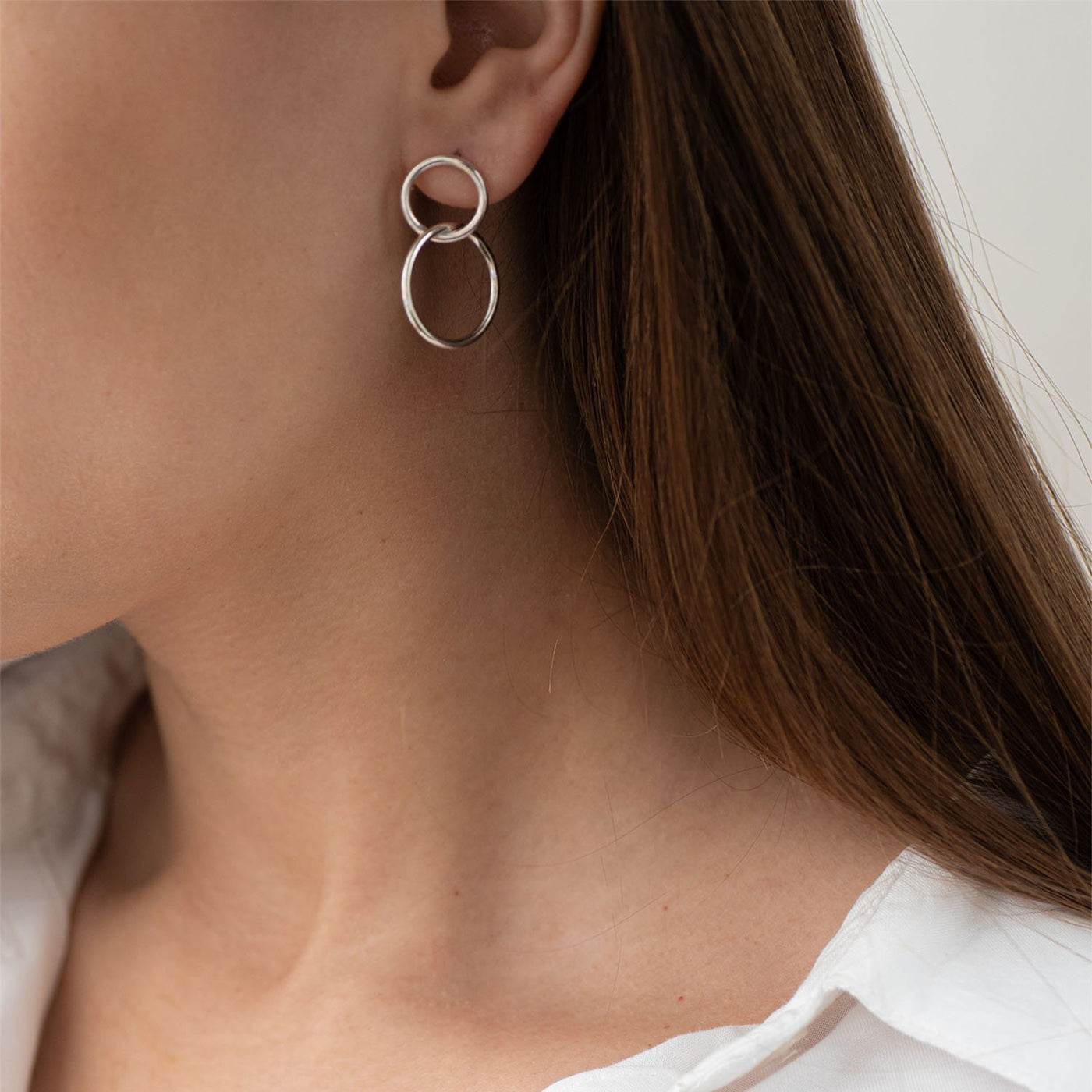 Silver stud hoop earrings