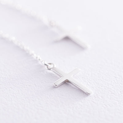 Silver cross chain earrings